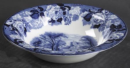 English Scenery Blue (Old Backstamp, Smooth) Rim Cereal Bowl