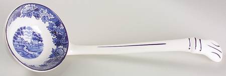 English Scenery Blue (Old Backstamp, Smooth) Tureen Ladle