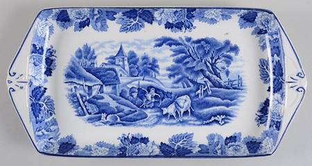 English Scenery Blue (Old Backstamp, Smooth) 11" Rectangular Tray