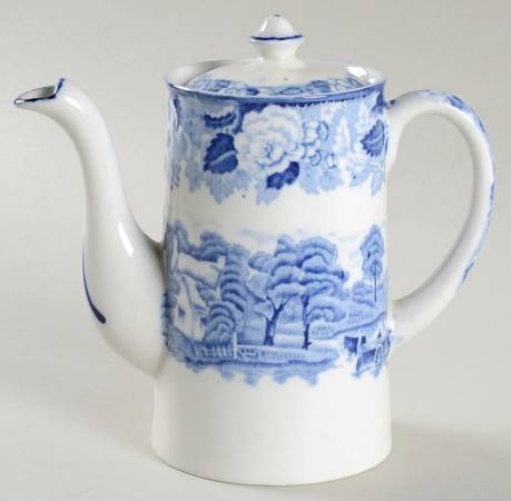 English Scenery Blue (Old Backstamp, Smooth) Mini Coffee Pot & Lid
