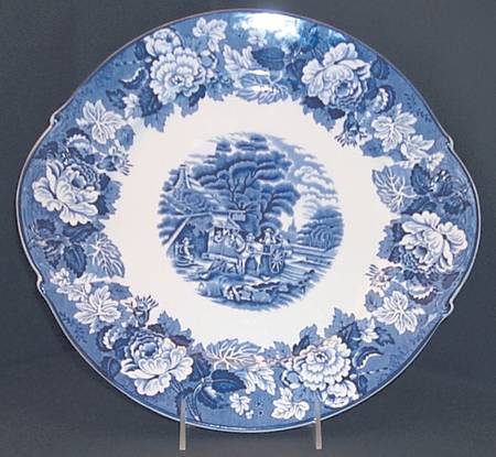 English Scenery Blue (Old Backstamp, Smooth) Underplate for Tureen