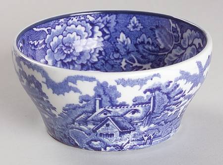 English Scenery Blue (Old Backstamp, Smooth) Mini Open Sugar Bowl