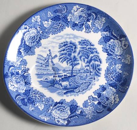 English Scenery Blue (Old Backstamp, Smooth) Snack Plate