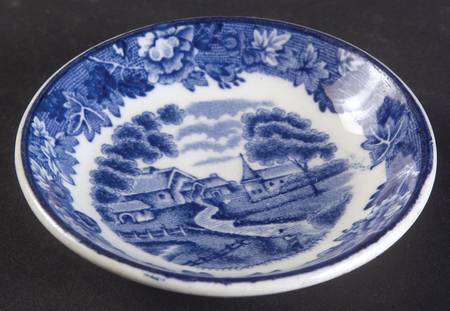 English Scenery Blue (Old Backstamp, Smooth) Butter Pat