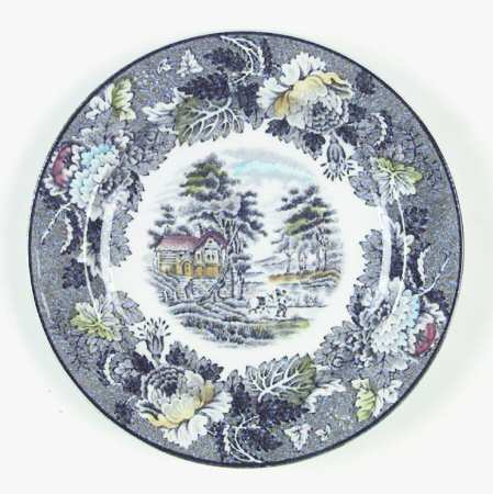 English Scenery Gray Multicolor Bread & Butter Plate