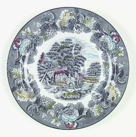English Scenery Gray Multicolor Snack Plate