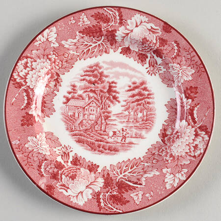 English Scenery Pink (Pink Backstamp, Swirled) Bread & Butter Plate