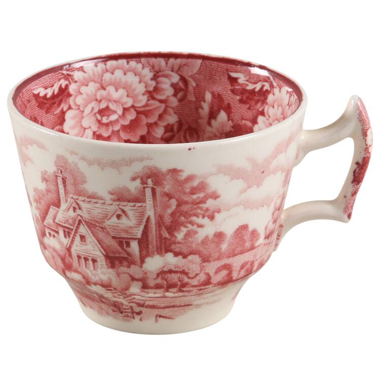 English Scenery Pink (Pink Backstamp, Swirled) Flat Demitasse Cup