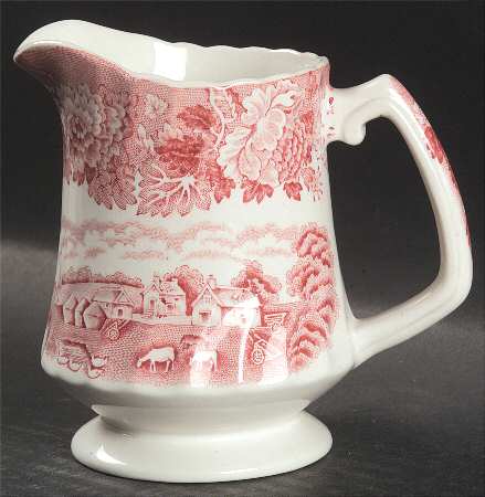 English Scenery Pink (Pink Backstamp, Swirled) 8 Oz Pitcher
