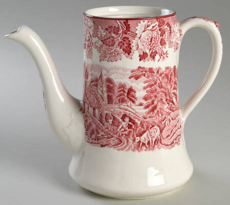 English Scenery Pink (Older, Smooth) Coffee Pot No Lid
