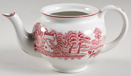 English Scenery Pink (Older, Smooth) Individual Teapot No Lid