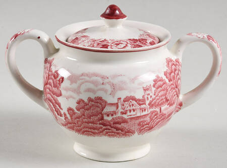 English Scenery Pink (Older, Smooth) Mini Sugar Bowl & Lid