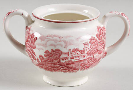 English Scenery Pink (Older, Smooth) Mini Sugar Bowl No Lid