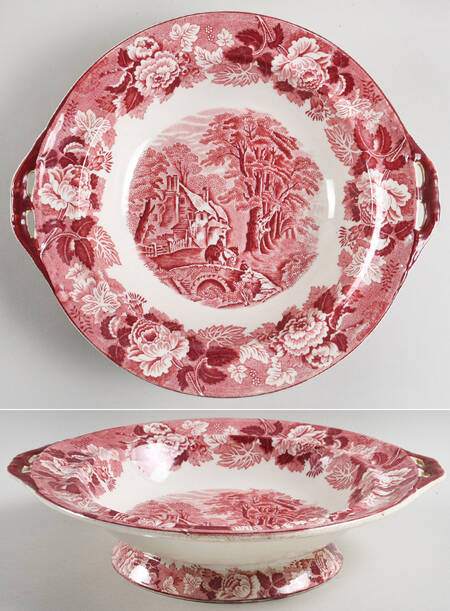 English Scenery Pink (Older, Smooth) Round Vegetable No Lid