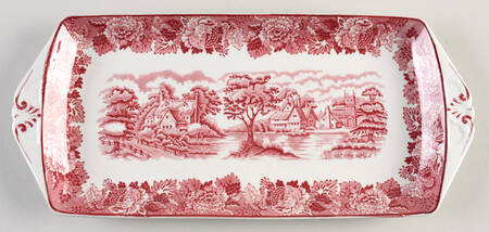English Scenery Pink (Older, Smooth) Bread Tray