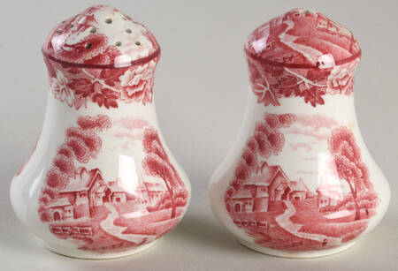 English Scenery Pink (Older, Smooth) Salt & Pepper Set