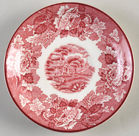 English Scenery Pink (Older, Smooth) Saucer for Flat Cup
