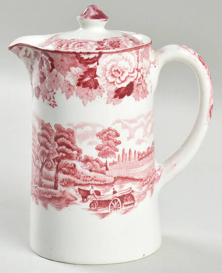 English Scenery Pink (Older, Smooth) Large Syrup with Lid
