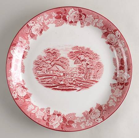 English Scenery Pink (Older, Smooth) 15" Chop Plate (Round Platter)