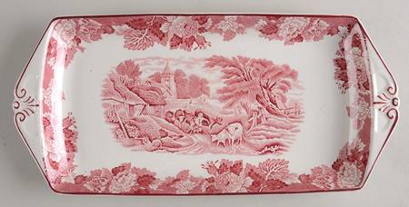 English Scenery Pink (Older, Smooth) Bread Tray