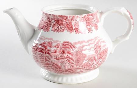 English Scenery Pink (Older, Smooth) Teapot No Lid