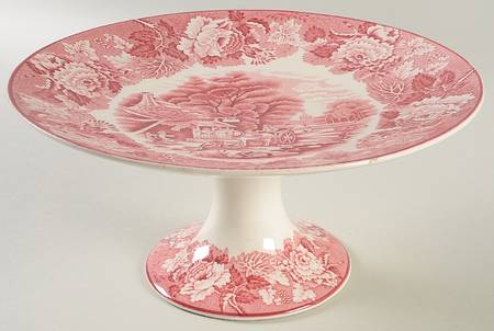 English Scenery Pink (Older, Smooth) Round Compote (Height X Width)