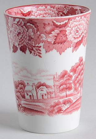 English Scenery Pink (Older, Smooth) Tall China Tumbler