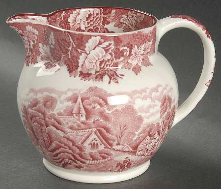 English Scenery Pink (Older, Smooth) 16 Oz Pitcher
