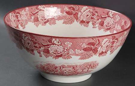 English Scenery Pink (Older, Smooth) 10" Large Salad Serving Bowl
