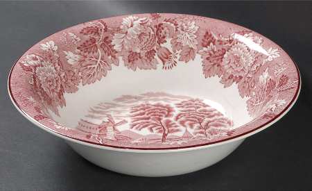 English Scenery Pink (Older, Smooth) 8" Round Vegetable Bowl