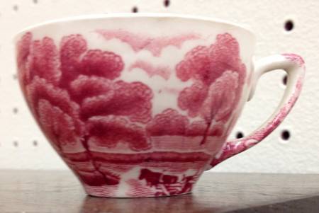 English Scenery Pink (Older, Smooth) Flat Demitasse Cup