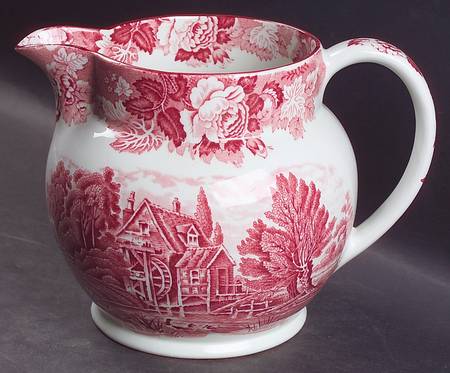English Scenery Pink (Older, Smooth) 48 Oz Pitcher