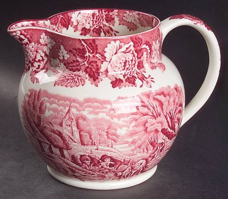 English Scenery Pink (Older, Smooth) 32 Oz Pitcher