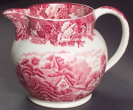 English Scenery Pink (Older, Smooth) 24 Oz Pitcher