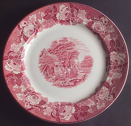 English Scenery Pink (Older, Smooth) 12" Chop Plate (Round Platter)