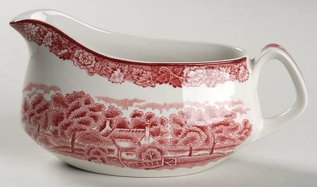 English Scenery Pink (Older, Smooth) Gravy Boat