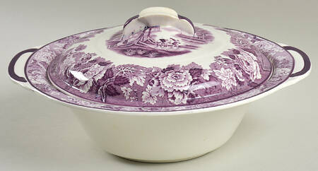 English Scenery Purple Round Covered Vegetable