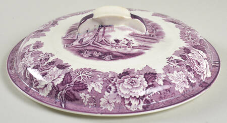 English Scenery Purple Lid for Round Vegetable