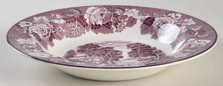 English Scenery Purple Rim Soup Bowl