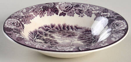 English Scenery Purple Rim Fruit/Dessert (Sauce) Bowl