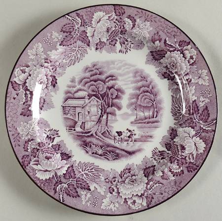 English Scenery Purple Salad Plate