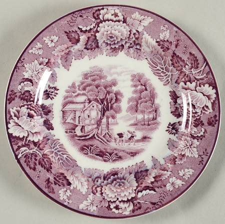 English Scenery Purple Bread & Butter Plate