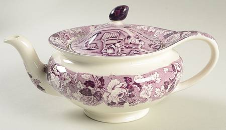English Scenery Purple Teapot & Lid