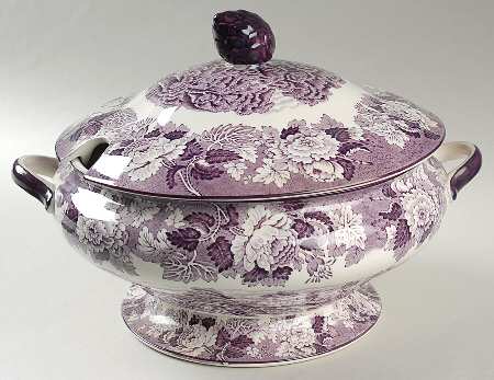 English Scenery Purple Tureen &  Lid