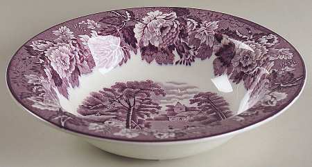 English Scenery Purple Rim Cereal Bowl