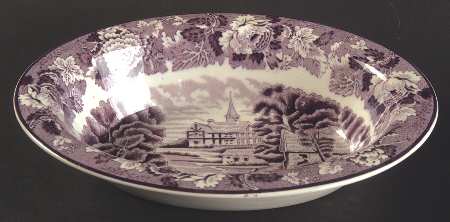 English Scenery Purple 8" Oval Vegetable Bowl