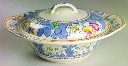 Forest Flowers Blue Multicolor Round Covered Vegetable