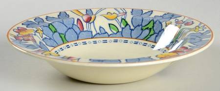 Forest Flowers Blue Multicolor Rim Cereal Bowl