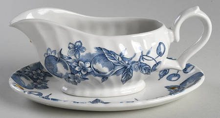 Fruit Blue Gravy Boat & Underplate/Relish
