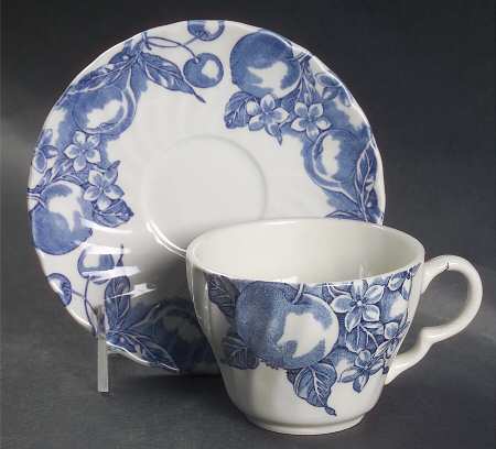 Fruit Blue Flat Cup & Saucer Set